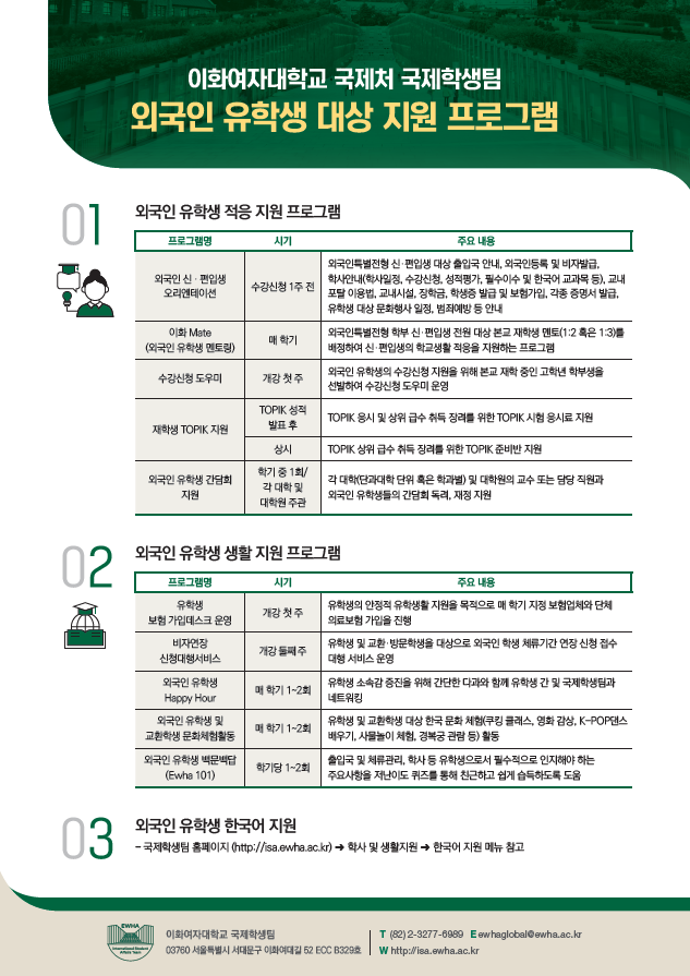 외국인 유학생 대상 지원 프로그램 안내 / Program Guide for International Students 대표이미지